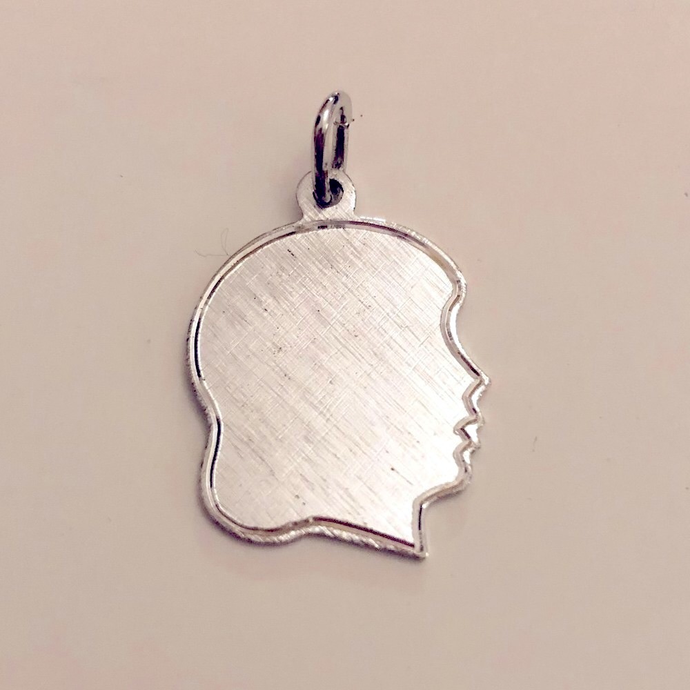 NWOT Antique Forstner Sterling Silver Engravable Girl Silhouette Charm